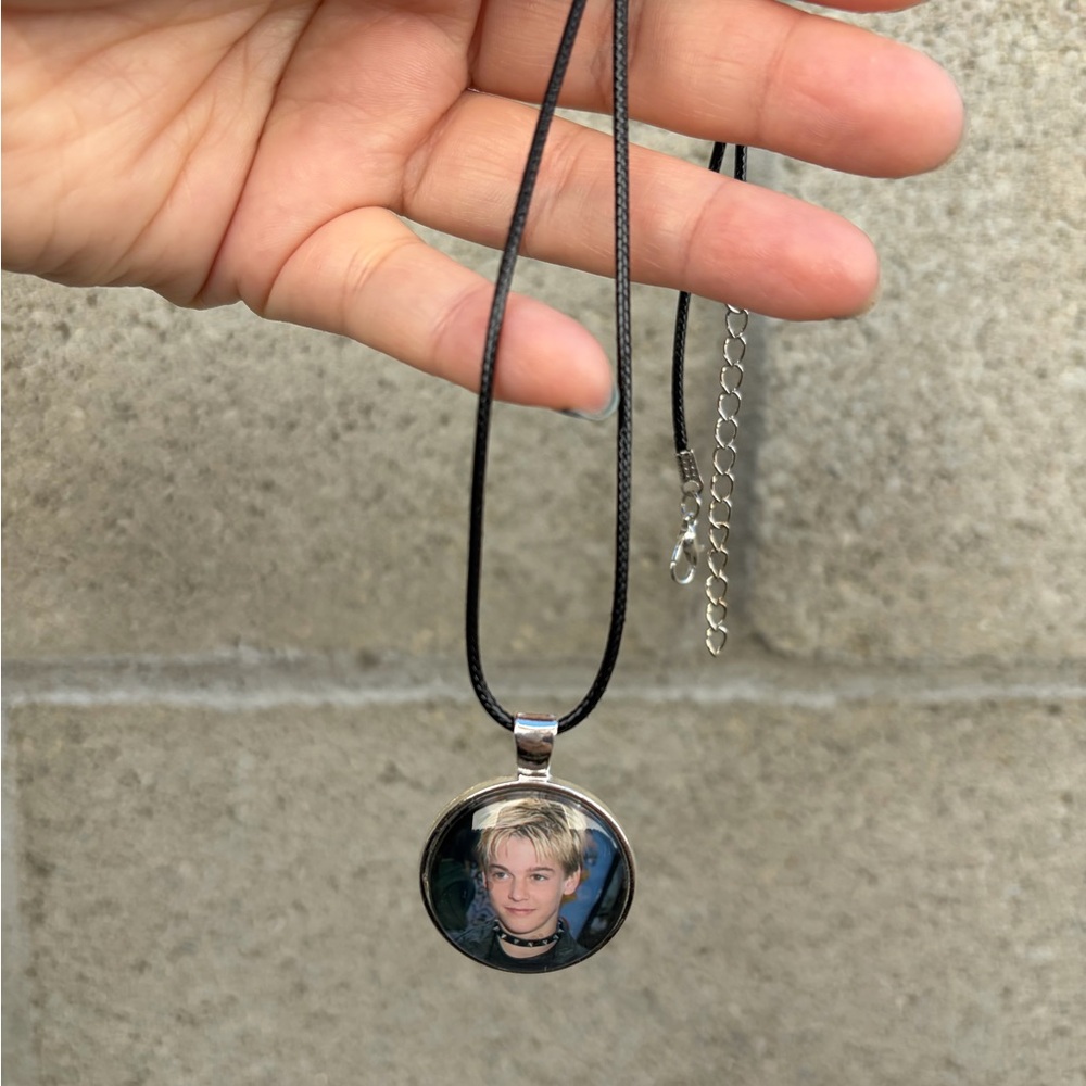 Chic Black and Silver Photo Pendant Necklace